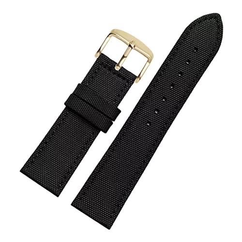 Uhrenarmbänder, Uhrenarmband-Ersatz, 18–24 mm Nylon-Echtleder-Spleißen, wasserdichtes Armband, Schweißabsorbierender Uhrenarmband-Ersatz for Zifferblatt-Quarzuhr ( Color : Black Gold Clasp , Size : 20 von OTSYSTO