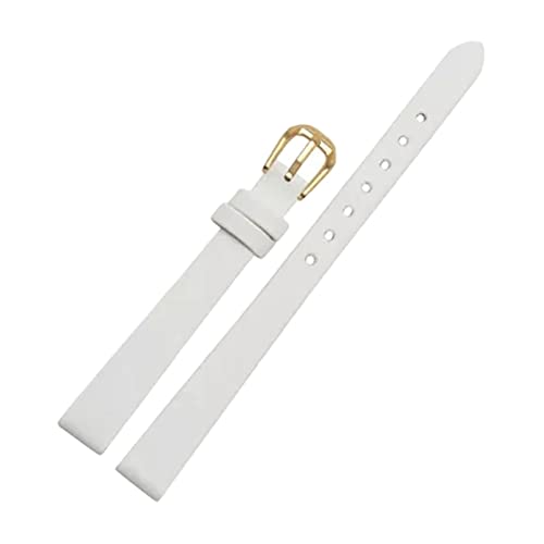 Uhrenarmbänder, Uhrenarmband-Ersatz, 6 mm/8 mm, ultradünn, seidig, echtes Leder, elegantes, farbenfrohes Uhrenarmband, Damen-Wirstband for Uhren mit kleinem Zifferblatt ( Color : White Golden , Size : von OTSYSTO