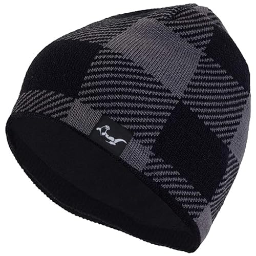 OTTERSHELL Wasserdicht Damen & Männer Beanie Mütze Warme Wintermütze mit Weichem Innenfutter Gefütterte Strickmütze (Modern, Schwarz - grau) von OTTERSHELL