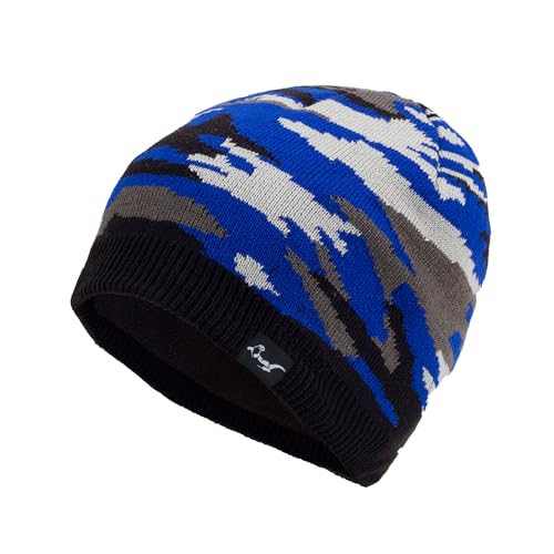 OTTERSHELL Wasserdicht Damen & Männer Beanie Mütze Warme Wintermütze mit Weichem Innenfutter Gefütterte Strickmütze (Modern, Tarnblau - Blau) von OTTERSHELL