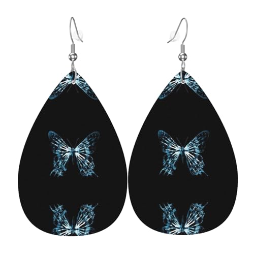 Butterfly X Ray Damen-Leder-Ohrringe Tropfen-Druck Ohrringe Mode Leicht Alltag Party Date, Einheitsgröße, Leder von OTTKGGA
