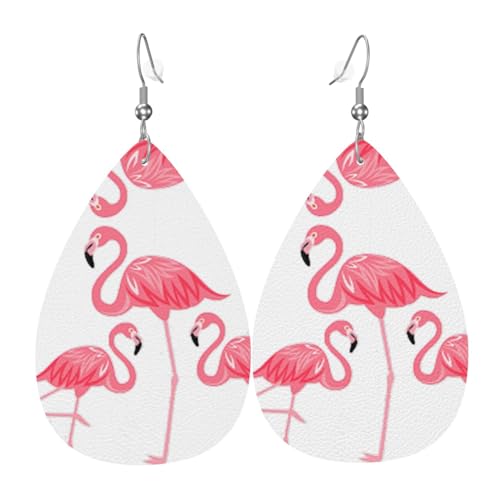 Four Flamingos Damen-Lederohrringe Tropfen-Druck Ohrringe Mode Leicht Alltag Party Date, Einheitsgröße, Leder Four Flamingos Damen-Lederohrringe Tropfen-Druck Ohrringe Mode Leicht Alltag Party Date, Einheitsgröße, Leder von OTTKGGA