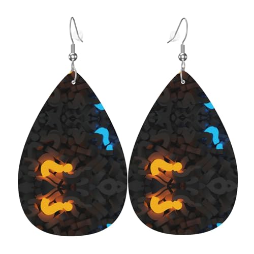 Fragezeichen Damen Leder Ohrringe Tropfenform Tropfen Druck Ohrringe Mode Leicht Alltag Party Date, Einheitsgröße, Leder von OTTKGGA