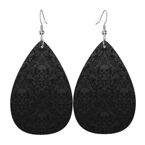 Gothic Tapeten Schädel Damen Leder Ohrringe Tropfen Tropfen Druck Ohrringe Mode Leicht Alltag Party Date, Einheitsgröße, Leder Gothic Tapeten Schädel Damen Leder Ohrringe Tropfen Tropfen Druck Ohrringe Mode Leicht Alltag Party Date, Einheitsgröße, Leder von OTTKGGA