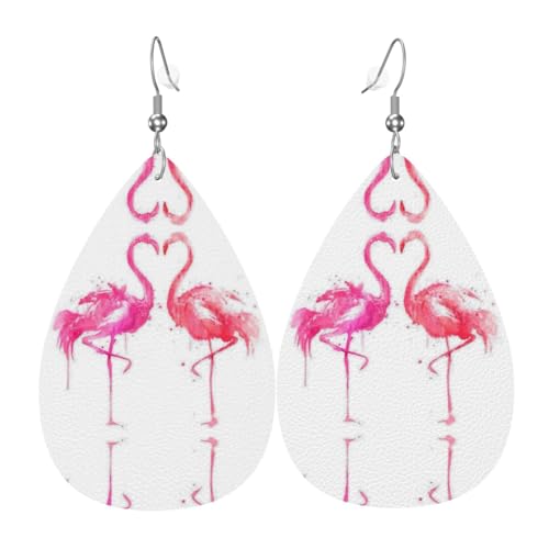 Ink Flamingos Damen-Lederohrringe Tropfen-Druck Ohrringe Mode Leicht Alltag Party Date, Einheitsgröße, Leder Ink Flamingos Damen-Lederohrringe Tropfen-Druck Ohrringe Mode Leicht Alltag Party Date, Einheitsgröße, Leder von OTTKGGA