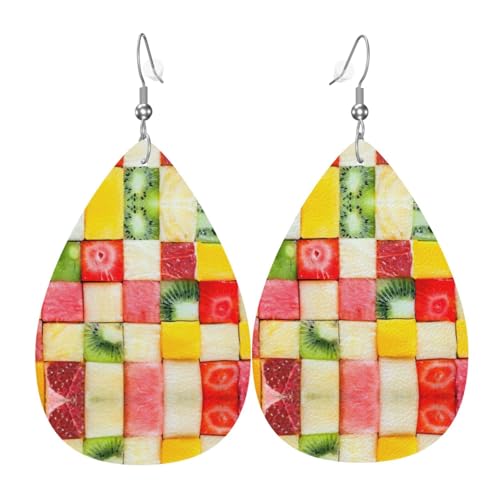 Kiwi Wassermelone Damen Leder Ohrringe Tropfenmuster Ohrringe Mode Leicht Alltag Party Date, Einheitsgröße, Leder Kiwi Wassermelone Damen Leder Ohrringe Tropfenmuster Ohrringe Mode Leicht Alltag Party Date, Einheitsgröße, Leder von OTTKGGA