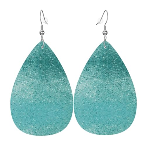 Kleine gepunktete Fliesen Form Damen Leder Ohrringe Tropfen Tropfen Druck Ohrringe Mode Leicht Alltag Party Date, Einheitsgröße, Leder von OTTKGGA