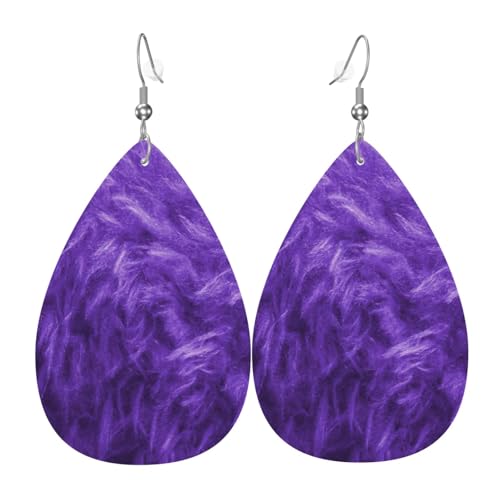 Lila Damen-Lederohrringe Tropfen-Druck Ohrringe Mode Leicht Alltag Party Date, Einheitsgröße, Leder von OTTKGGA