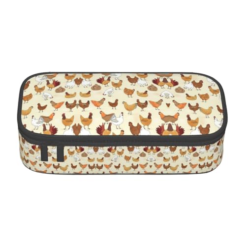 OTTKGGA A Brood of Chickens Federmäppchen mit großem Fassungsvermögen und Reißverschluss, Schreibwaren-Organizer, Make-up-Tasche für Schule, Büro, Reisen, Schwarz , Einheitsgröße, Koffer von OTTKGGA
