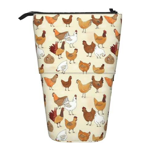 OTTKGGA A Brood of Chickens Teleskop-Federmäppchen, Schreibwaren-Organizer mit Reißverschluss, tragbar, Schule, Büro, Studenten, Schwarz , Einheitsgröße von OTTKGGA