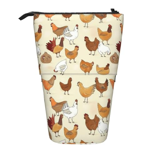 OTTKGGA A Brood of Chickens Teleskop-Federmäppchen, Schreibwaren-Organizer mit Reißverschluss, tragbar, Schule, Büro, Studenten, Schwarz , Einheitsgröße von OTTKGGA