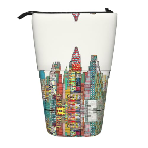 OTTKGGA Austin Texas Teleskop-Federmäppchen, Schreibwaren-Organizer mit Reißverschluss, tragbar, Schule, Büro, Studenten, Schwarz , Einheitsgröße von OTTKGGA