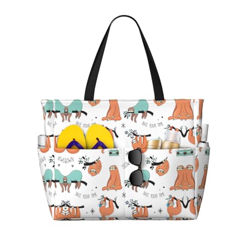 OTTKGGA Braune Faultier-Reisetasche mit großem Fassungsvermögen, mehrere Taschen mit Reißverschluss, wasserdicht, für Pool, Urlaub, Fitnessstudio, Schwarz , Einheitsgröße OTTKGGA Braune Faultier-Reisetasche mit großem Fassungsvermögen, mehrere Taschen mit Reißverschluss, wasserdicht, für Pool, Urlaub, Fitnessstudio, Schwarz , Einheitsgröße von OTTKGGA