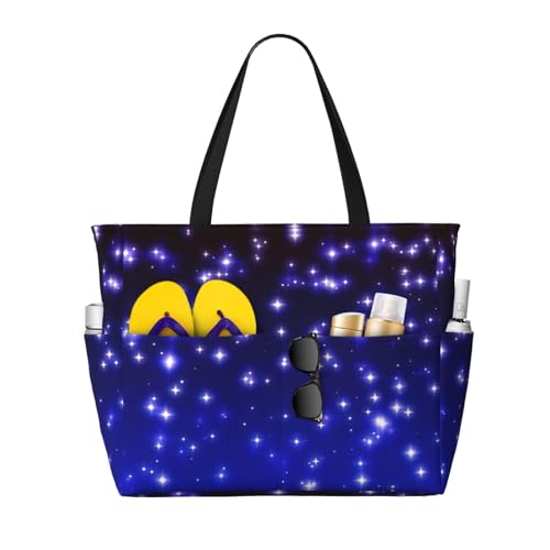 OTTKGGA Bright Stars Strand-Reisetasche, großes Fassungsvermögen, mehrere Taschen mit Reißverschluss, wasserdicht, für Pool, Urlaub, Fitnessstudio, Schwarz , Einheitsgröße OTTKGGA Bright Stars Strand-Reisetasche, großes Fassungsvermögen, mehrere Taschen mit Reißverschluss, wasserdicht, für Pool, Urlaub, Fitnessstudio, Schwarz , Einheitsgröße von OTTKGGA