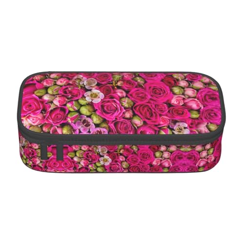 OTTKGGA Budding Roses Federmäppchen mit großem Fassungsvermögen, Reißverschluss, Schreibwaren-Organizer, Make-up-Tasche für Schule, Büro, Reisen, Schwarz , Einheitsgröße, Koffer von OTTKGGA