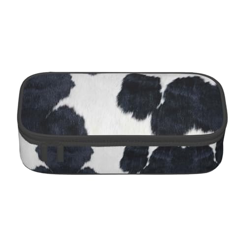 OTTKGGA Federmäppchen aus Rindsleder, großes Fassungsvermögen, Reißverschluss, Schreibwaren, Organizer, Make-up-Tasche für Schule, Büro, Reisen, Schwarz , Einheitsgröße, Koffer von OTTKGGA