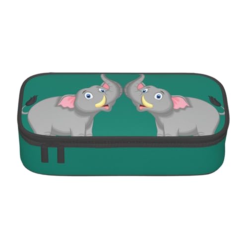 OTTKGGA Federmäppchen mit Cartoon-Elefant, großes Fassungsvermögen, Reißverschluss, Schreibwaren, Organizer, Make-up-Tasche für Schule, Büro, Reisen, Schwarz , Einheitsgröße, Koffer von OTTKGGA