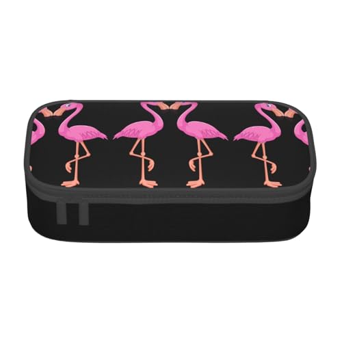 OTTKGGA Federmäppchen mit Cartoon-Flamingo, großes Fassungsvermögen, Reißverschluss, Schreibwaren-Organizer, Make-up-Tasche für Schule, Büro, Reisen, Schwarz , Einheitsgröße, Koffer von OTTKGGA