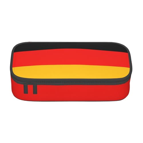 OTTKGGA Federmäppchen mit Deutschland-Flagge, großes Fassungsvermögen, Reißverschluss, Schreibwaren-Organizer, Make-up-Tasche für Schule, Büro, Reisen, Schwarz , Einheitsgröße, Koffer von OTTKGGA