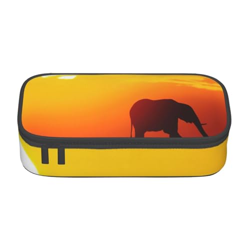 OTTKGGA Federmäppchen mit Elefantenbildern, großes Fassungsvermögen, Reißverschluss, Schreibwaren, Organizer, Make-up-Tasche für Schule, Büro, Reisen, Schwarz , Einheitsgröße, Koffer von OTTKGGA