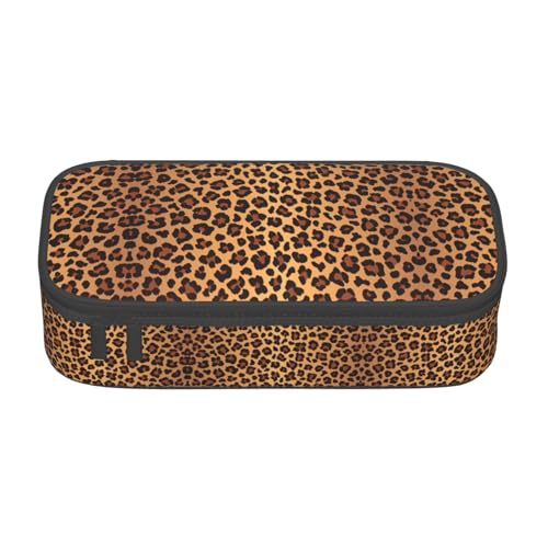 OTTKGGA Federmäppchen mit Leopardenmuster, großes Fassungsvermögen, Reißverschluss, Schreibwaren, Organizer, Make-up-Tasche für Schule, Büro, Reisen, Schwarz , Einheitsgröße, Koffer von OTTKGGA