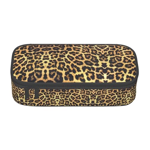 OTTKGGA Federmäppchen mit Leopardenmuster, großes Fassungsvermögen, Reißverschluss, Schreibwaren, Organizer, Make-up-Tasche für Schule, Büro, Reisen, Schwarz , Einheitsgröße, Koffer von OTTKGGA