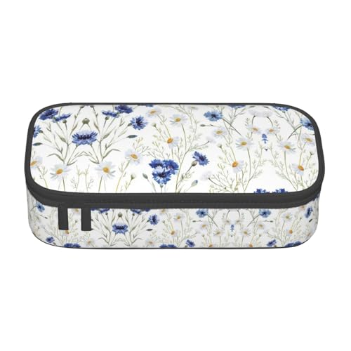 OTTKGGA Federmäppchen mit Reißverschluss, Motiv: Wildblumen und Kornblumen, Gänseblümchen, großes Fassungsvermögen, Schreibwaren, Organizer, Make-up-Tasche für Schule, Büro, Reisen, Schwarz OTTKGGA Federmäppchen mit Reißverschluss, Motiv: Wildblumen und Kornblumen, Gänseblümchen, großes Fassungsvermögen, Schreibwaren, Organizer, Make-up-Tasche für Schule, Büro, Reisen, Schwarz von OTTKGGA