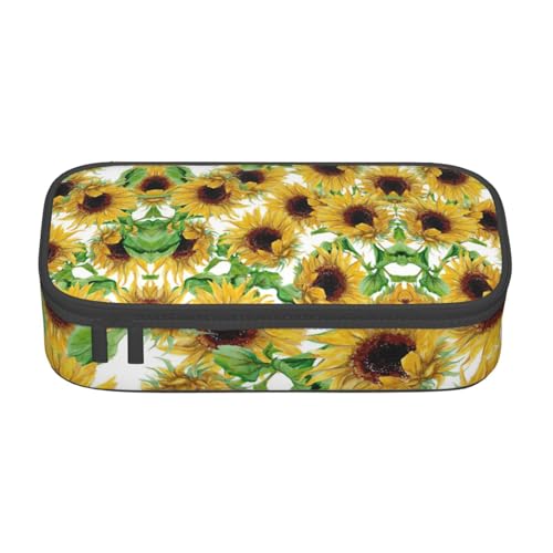 OTTKGGA Federmäppchen mit Reißverschluss, Motiv: gelbe Sonnenblumen, Schreibwaren, Organizer, Make-up-Tasche für Schule, Büro, Reisen, Schwarz , Einheitsgröße, Koffer von OTTKGGA