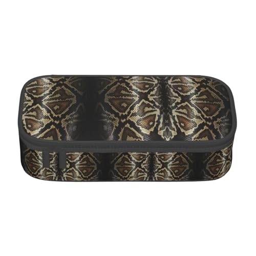 OTTKGGA Federmäppchen mit Reißverschluss, Schlangenhaut, großes Fassungsvermögen, Schreibwaren, Organizer, Make-up-Tasche für Schule, Büro, Reisen, Schwarz , Einheitsgröße, Koffer von OTTKGGA