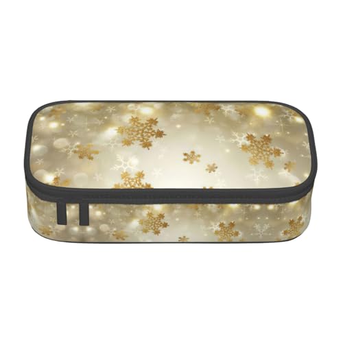 OTTKGGA Federmäppchen mit Reißverschluss, Weihnachtsmotiv, goldfarben, Seide, für Schule, Büro, Reisen, Schwarz , Einheitsgröße, Koffer von OTTKGGA