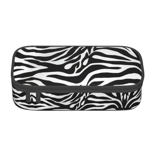 OTTKGGA Federmäppchen mit Reißverschluss, Zebramuster, Make-up-Tasche für Schule, Büro, Reisen, Schwarz , Einheitsgröße, Koffer von OTTKGGA