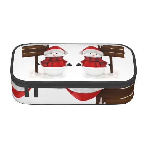 OTTKGGA Federmäppchen mit Schneemann, großes Fassungsvermögen, Reißverschluss, Schreibwaren, Organizer, Make-up-Tasche für Schule, Büro, Reisen, Schwarz , Einheitsgröße, Koffer von OTTKGGA