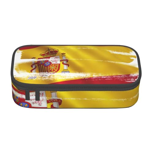 OTTKGGA Federmäppchen mit Spanien-Flagge, großes Fassungsvermögen, Reißverschluss, Schreibwaren-Organizer, Make-up-Tasche für Schule, Büro, Reisen, Schwarz , Einheitsgröße, Koffer von OTTKGGA