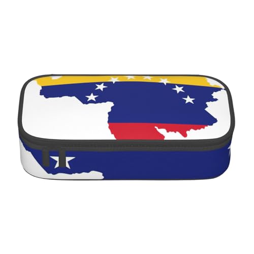 OTTKGGA Federmäppchen mit Venezuela-Flagge, großes Fassungsvermögen, Reißverschluss, Schreibwaren-Organizer, Make-up-Tasche für Schule, Büro, Reisen, Schwarz , Einheitsgröße, Koffer von OTTKGGA