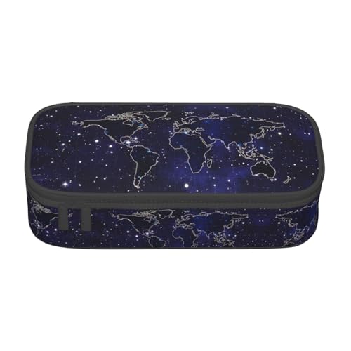 OTTKGGA Federmäppchen mit Weltkarte, großes Fassungsvermögen, Reißverschluss, Schreibwaren, Organizer, Make-up-Tasche für Schule, Büro, Reisen, Schwarz , Einheitsgröße, Koffer OTTKGGA Federmäppchen mit Weltkarte, großes Fassungsvermögen, Reißverschluss, Schreibwaren, Organizer, Make-up-Tasche für Schule, Büro, Reisen, Schwarz , Einheitsgröße, Koffer von OTTKGGA