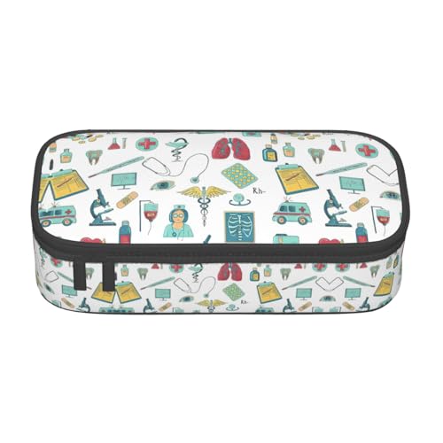 OTTKGGA Federmäppchen mit abstraktem Muster, großes Fassungsvermögen, Reißverschluss, Schreibwaren, Organizer, Make-up-Tasche für Schule, Büro, Reisen, Schwarz , Einheitsgröße, Koffer von OTTKGGA