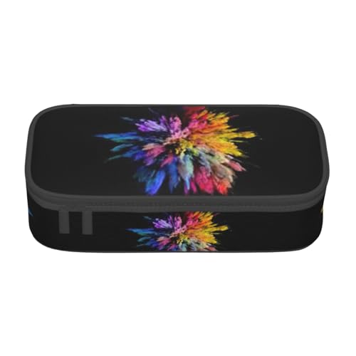 OTTKGGA Federmäppchen mit buntem Puder, große Kapazität, Reißverschluss, Schreibwaren, Organizer, Make-up-Tasche für Schule, Büro, Reisen, Schwarz , Einheitsgröße, Koffer von OTTKGGA