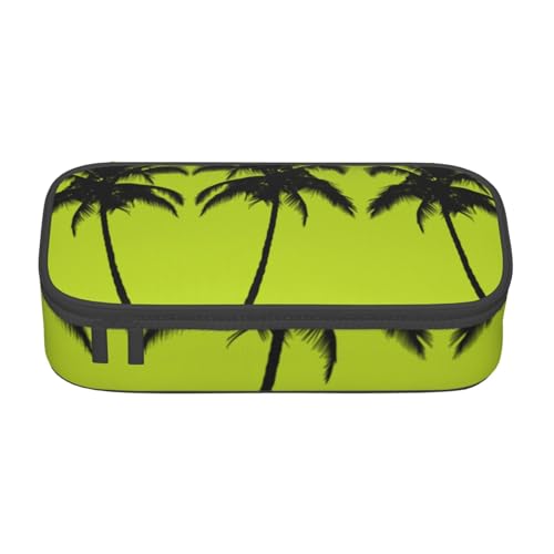 OTTKGGA Federmäppchen mit großem Fassungsvermögen, Palme, Reißverschluss, Schreibwaren, Organizer, Make-up-Tasche für Schule, Büro, Reisen, Schwarz , Einheitsgröße, Koffer von OTTKGGA