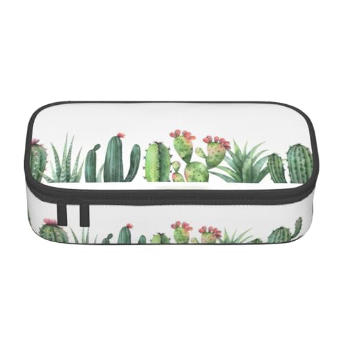 OTTKGGA Federmäppchen mit großem Fassungsvermögen und Kaktusblumen, Reißverschluss, Schreibwaren-Organizer, Make-up-Tasche für Schule, Büro, Reisen, Schwarz , Einheitsgröße, Koffer von OTTKGGA