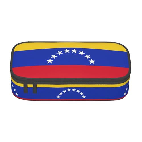 OTTKGGA Federmäppchen mit großer Kapazität, Motiv: Flagge von Venezuela, mit Reißverschluss, Schreibwaren, Organizer, Make-up-Tasche für Schule, Büro, Reisen, Schwarz , Einheitsgröße, Koffer von OTTKGGA