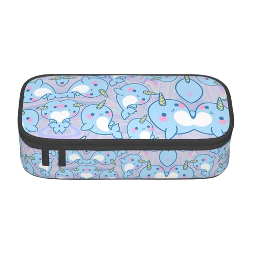 OTTKGGA Federmäppchen mit niedlichem Fisch, großes Fassungsvermögen, Reißverschluss, Schreibwaren, Organizer, Make-up-Tasche für Schule, Büro, Reisen, Schwarz , Einheitsgröße, Koffer von OTTKGGA