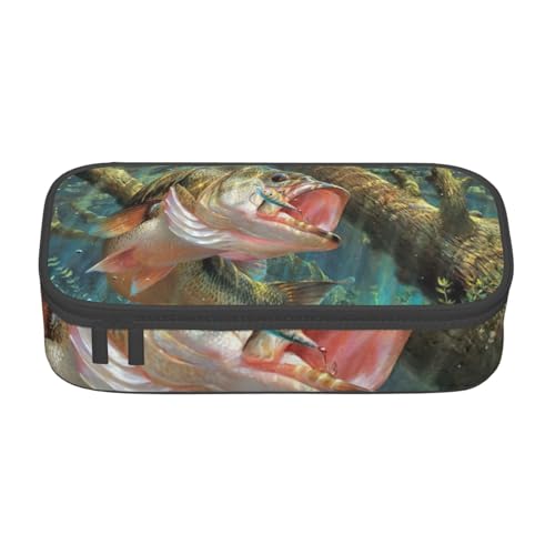 OTTKGGA Fisch-Federmäppchen mit großem Fassungsvermögen, Reißverschluss, Schreibwaren, Organizer, Make-up-Tasche für Schule, Büro, Reisen, Schwarz , Einheitsgröße, Koffer von OTTKGGA