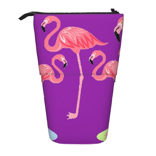 OTTKGGA Four Flamingos Teleskop-Federmäppchen, Schreibwaren-Organizer mit Reißverschluss, tragbar, Schule, Büro, Studenten, Schwarz , Einheitsgröße von OTTKGGA