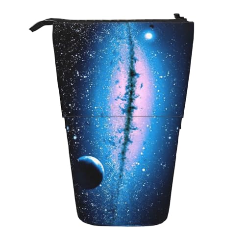 OTTKGGA Galaxy Teleskop-Federmäppchen, Schreibwaren-Organizer mit Reißverschluss, tragbar, Schule, Büro, Studenten, Schwarz , Einheitsgröße von OTTKGGA