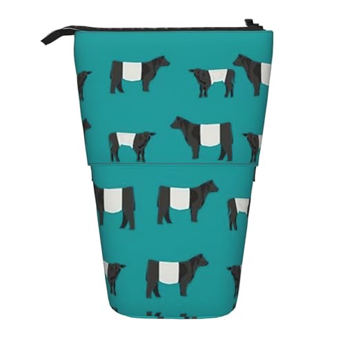 OTTKGGA Galloway Teleskop-Federmäppchen, Kuh-Design, mit Reißverschluss, tragbar, für Schule, Büro, Studenten, Schwarz , Einheitsgröße von OTTKGGA