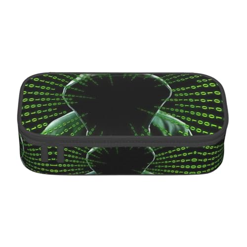 OTTKGGA Hacker Attack Federmäppchen mit großem Fassungsvermögen und Reißverschluss, Schreibwaren-Organizer, Make-up-Tasche für Schule, Büro, Reisen, Schwarz , Einheitsgröße, Koffer von OTTKGGA