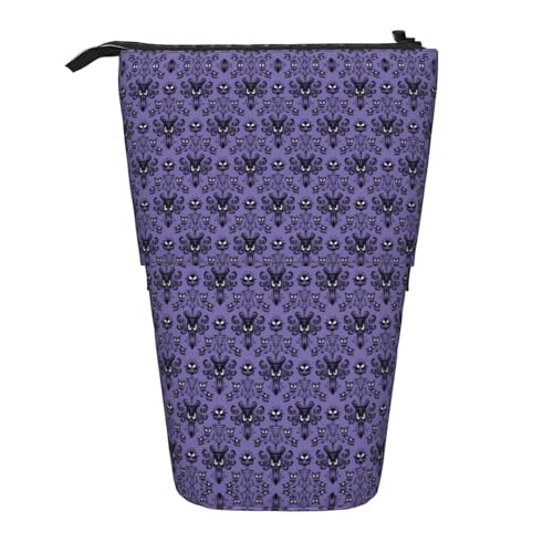 OTTKGGA Haunted Mansion Teleskop-Federmäppchen, Schreibwaren-Organizer mit Reißverschluss, tragbar, Schule, Büro, Studenten, Schwarz , Einheitsgröße von OTTKGGA