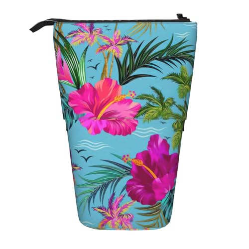 OTTKGGA Hello Hawaii Teleskop-Federmäppchen, Schreibwaren-Organizer mit Reißverschluss, tragbar, Schule, Büro, Studenten, Schwarz , Einheitsgröße von OTTKGGA