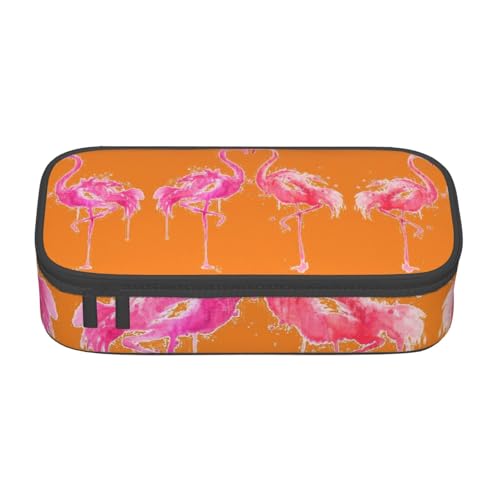 OTTKGGA Ink Flamingos Federmäppchen mit großem Fassungsvermögen, Reißverschluss, Schreibwaren-Organizer, Make-up-Tasche für Schule, Büro, Reisen, Schwarz , Einheitsgröße, Koffer von OTTKGGA