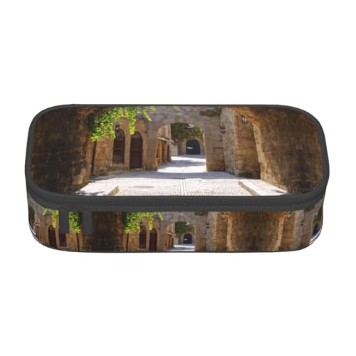 OTTKGGA Italian Street Federmäppchen mit großem Fassungsvermögen, Reißverschluss, Schreibwaren-Organizer, Make-up-Tasche für Schule, Büro, Reisen, Schwarz , Einheitsgröße, Koffer von OTTKGGA